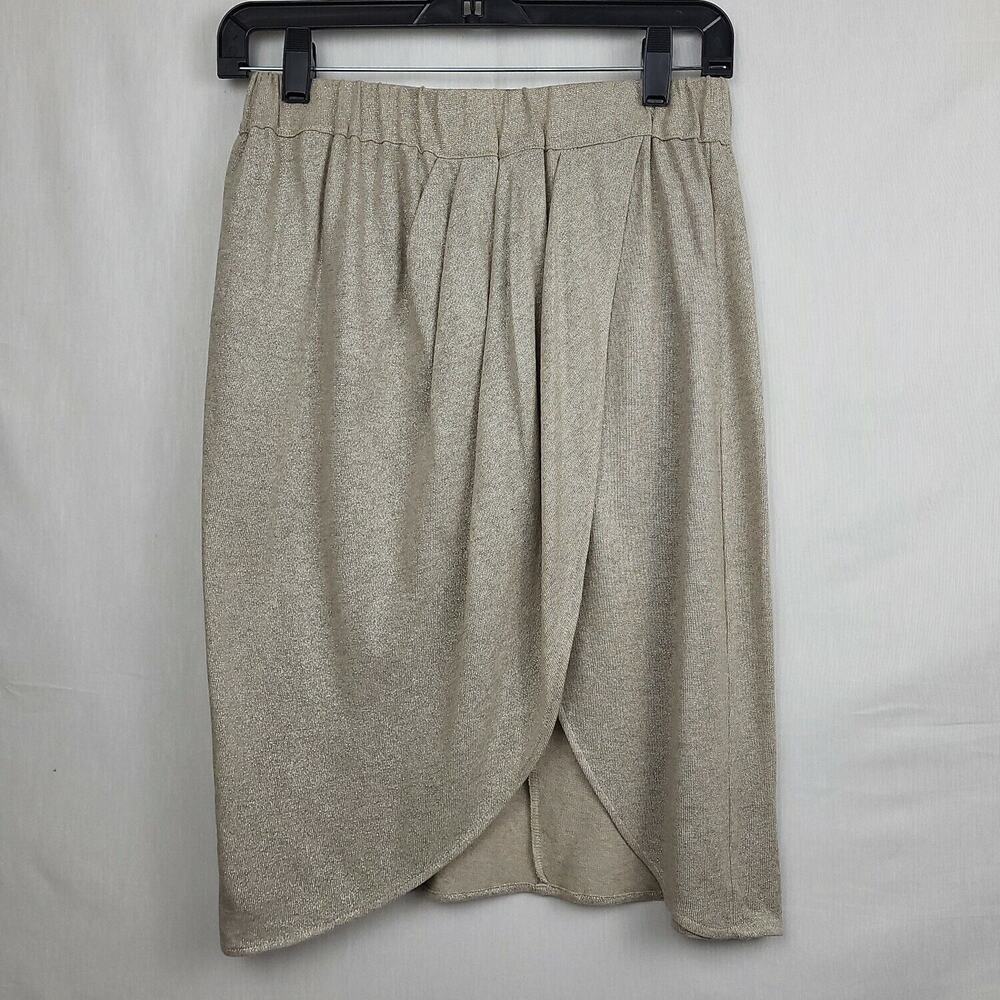 Erin Kleinberg Womens Beige Elastic Waist Pull On Comfort Wrap Skirt Size Medium